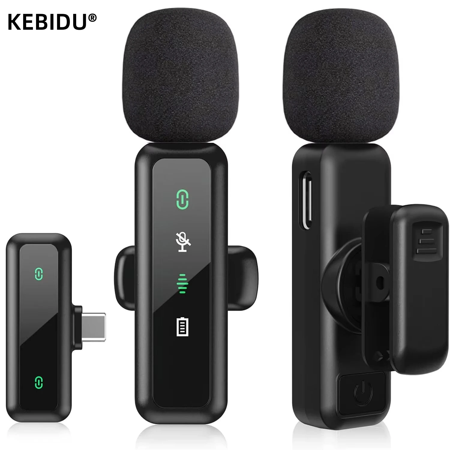 Streaming Mic Condenser - Lavalier Wireless Microphone 80mAh Rechargeable Battery